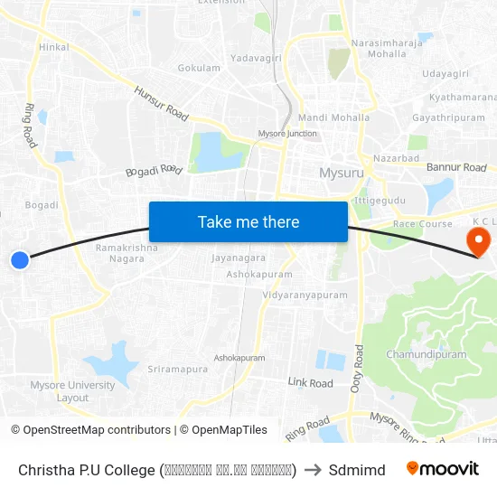 Christha P.U College (ಕ್ರಿಸ್ತ ಪಿ.ಯು ಕಾಲೇಜು) to Sdmimd map
