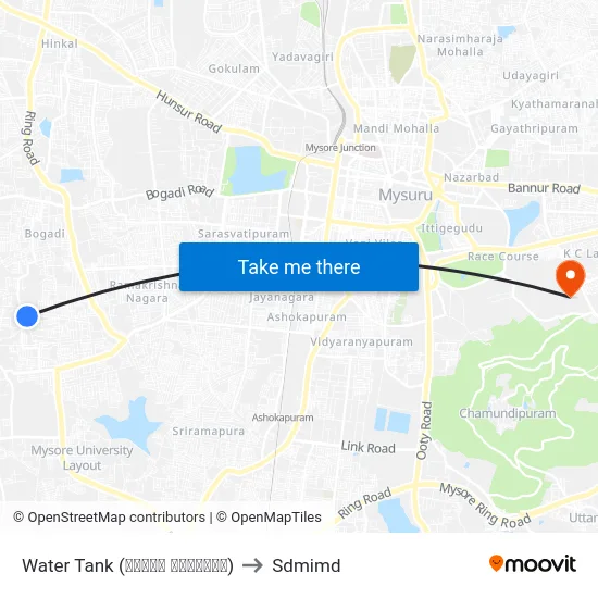 Water Tank (ವಾಟರ್ ಟ್ಯಾಂಕ್) to Sdmimd map