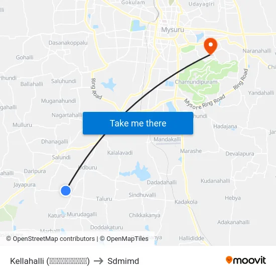 Kellahalli (ಕೆಲ್ಲಹಳ್ಳಿ) to Sdmimd map