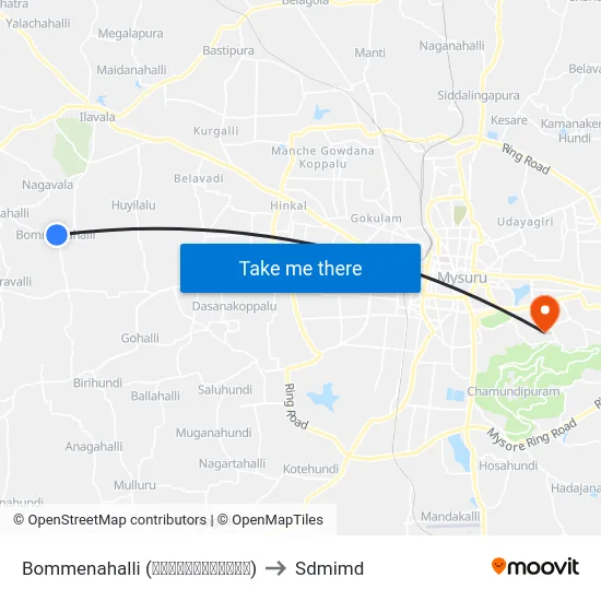 Bommenahalli (ಬೊಮ್ಮೇನಹಳ್ಳಿ) to Sdmimd map