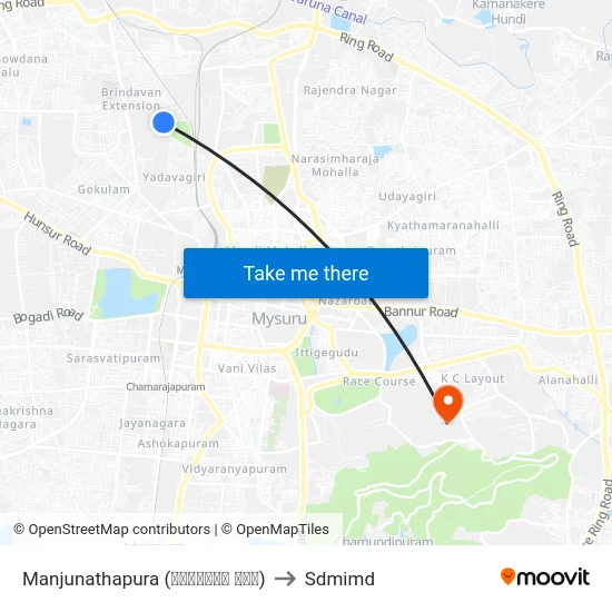 Manjunathapura (ಮಂಜುನಾಥ ಪುರ) to Sdmimd map