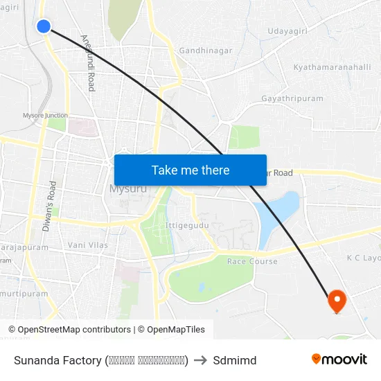 Sunanda Factory (ಸುನಂದ ಫ್ಯಾಕ್ಟರಿ) to Sdmimd map