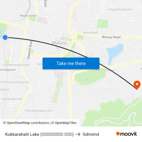 Kukkarahalli Lake (ಕುಕ್ಕರಹಳ್ಳಿ ಕೆರೆ) to Sdmimd map