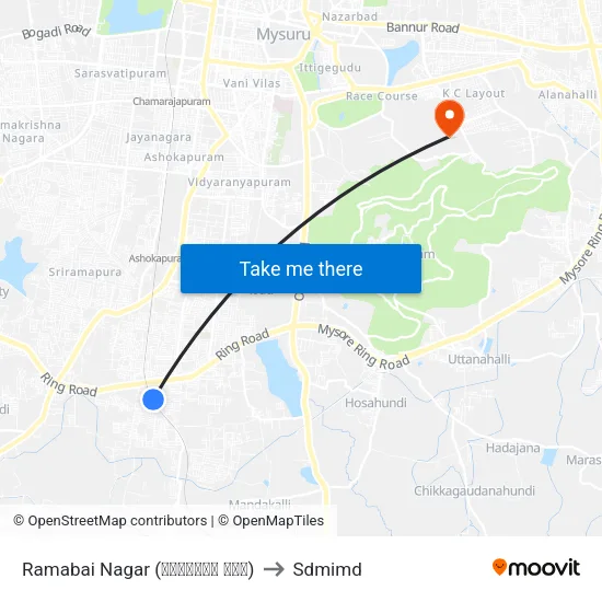 Ramabai Nagar (ರಮಾಬಾಯಿ ನಗರ) to Sdmimd map