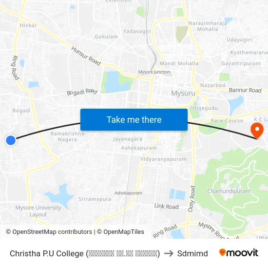 Christha P.U College (ಕ್ರಿಸ್ತ ಪಿ.ಯು ಕಾಲೇಜು) to Sdmimd map