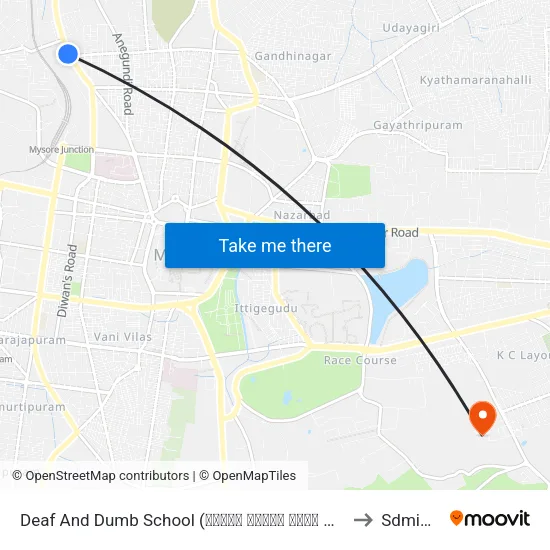 Deaf And Dumb School (ಕಿವುಡ ಮತ್ತು ಮೂಗರ ಶಾಲೆ) to Sdmimd map