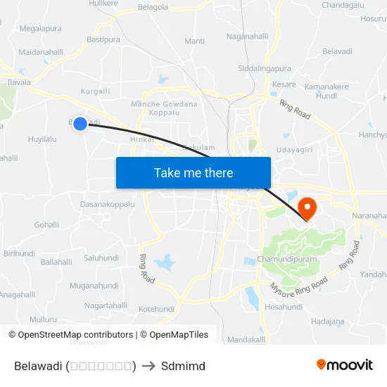 Belawadi (ಬೆಳವಾಡಿ) to Sdmimd map