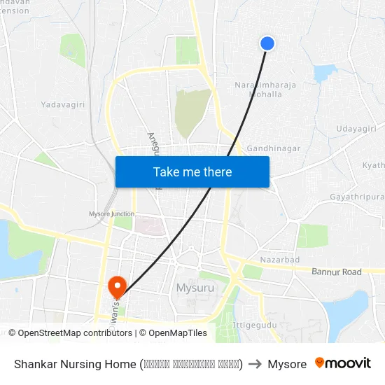 Shankar Nursing Home (ಶಂಕರ್ ನರ್ಸಿಂಗ್ ಹೋಮ್) to Mysore map