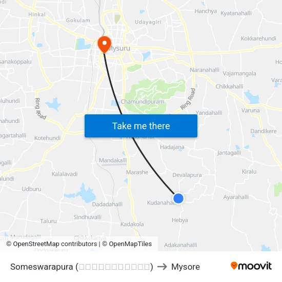 Someswarapura (ಸೋಮೇಶ್ವರಪುರ) to Mysore map
