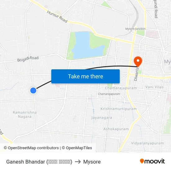 Ganesh Bhandar (ಗಣೇಶ ಭಂಡಾರ) to Mysore map