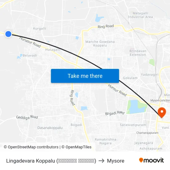 Lingadevara Koppalu (ಲಿಂಗದೇವರ ಕೊಪ್ಪಲು) to Mysore map