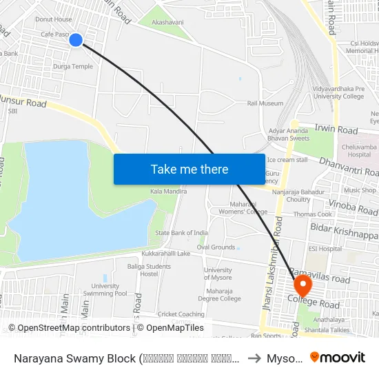 Narayana Swamy Block (ನಾರಾಯಣ ಸ್ವಾಮಿ ಬ್ಲಾಕ್) to Mysore map