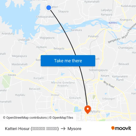 Katteri Hosur (ಕಟ್ಟೇರಿ ಹೊಸೂರು) to Mysore map