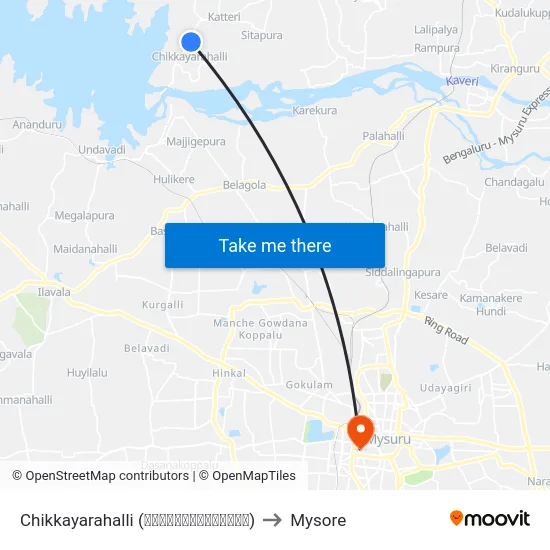Chikkayarahalli (ಚಿಕ್ಕಯ್ಯರಹಳ್ಳಿ) to Mysore map