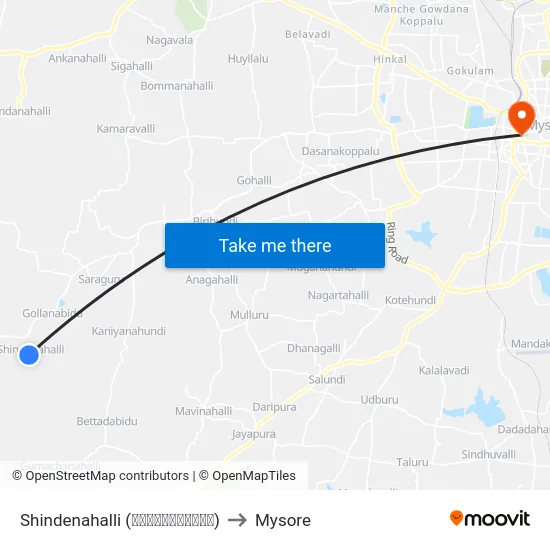 Shindenahalli (ಶಿಂಡೇನಹಳ್ಳಿ) to Mysore map