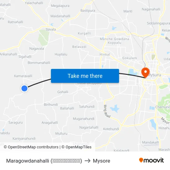 Maragowdanahalli (ಮಾರಗೌಡನಹಳ್ಳಿ) to Mysore map