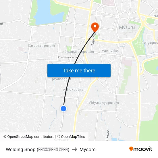 Welding Shop (ವೆಲ್ಡಿಂಗ್‌ ಶಾಪ್‌) to Mysore map