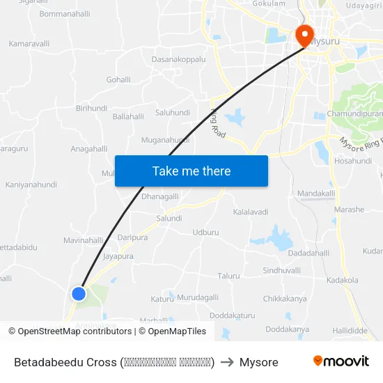 Betadabeedu Cross (ಬೆಟ್ಟದಬೀಡು ಕ್ರಾಸ್) to Mysore map