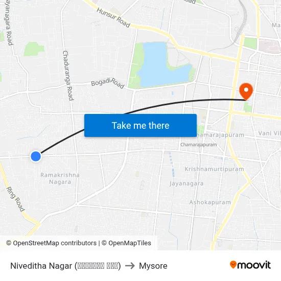 Niveditha Nagar (ನಿವೇದಿತ ನಗರ) to Mysore map