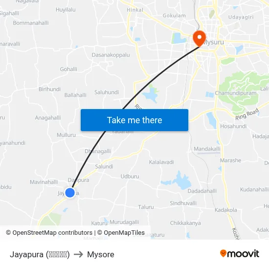 Jayapura (ಜಯಪುರ) to Mysore map