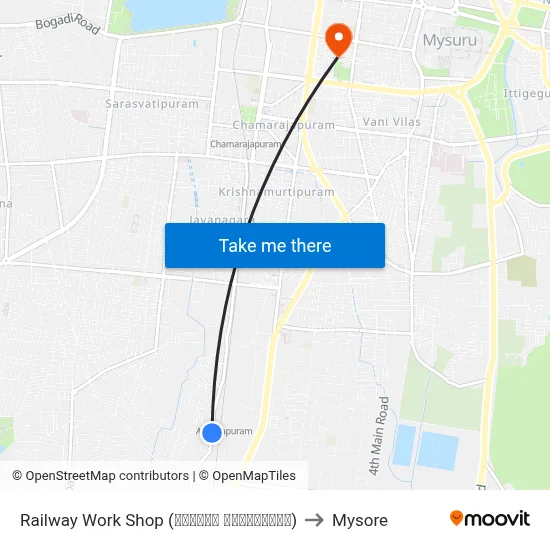 Railway Work Shop (ರೈಲ್ವೇ ವರ್ಕ್‌‌ಶಾಪ್) to Mysore map