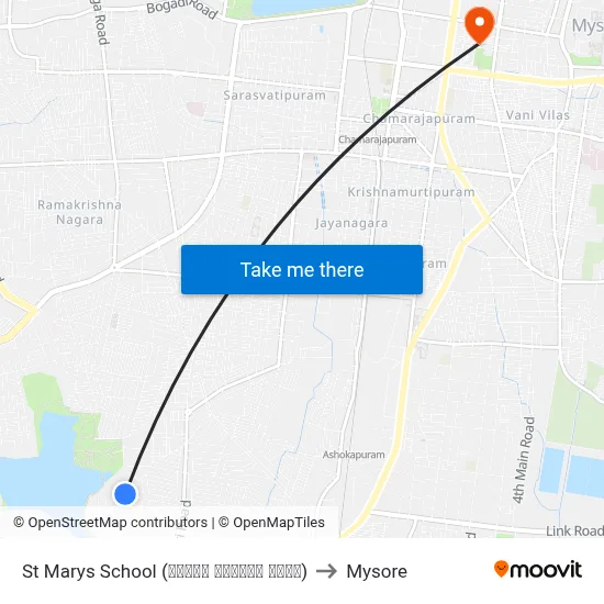 St Marys School (ಸೆಂಟ್ ಮೇರೀಸ್ ಶಾಲೆ) to Mysore map