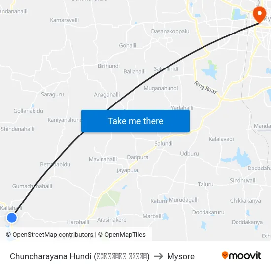 Chuncharayana Hundi (ಚುಂಚರಾಯನ ಹುಂಡಿ) to Mysore map
