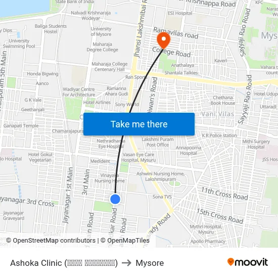 Ashoka Clinic (ಅಶೋಕ ಕ್ಲಿನಿಕ್) to Mysore map