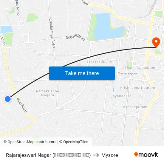 Rajarajeswari Nagar (ರಾಜರಾಜೇಶ್ವರಿ ನಗರ) to Mysore map