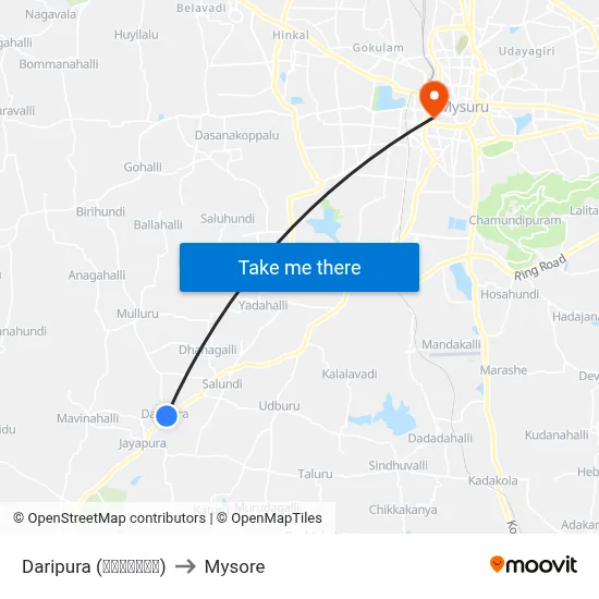 Daripura (ದಾರಿಪುರ) to Mysore map