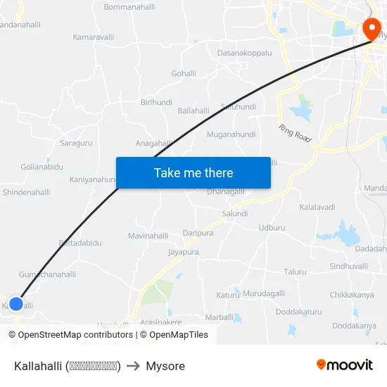 Kallahalli (ಕಲ್ಲಹಳ್ಳಿ) to Mysore map