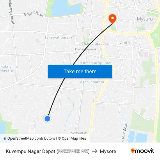 Kuvempu Nagar Depot (ಕುವೆಂಪುನಗರ ಘಟಕ) to Mysore map