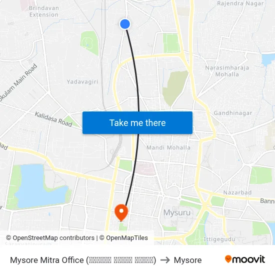 Mysore Mitra Office (ಮೈಸೂರು ಮಿತ್ರ ಕಛೇರಿ) to Mysore map