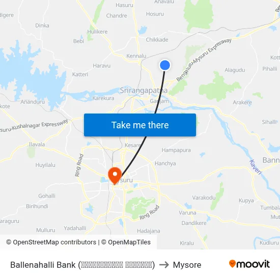 Ballenahalli Bank (ಬಳ್ಳೇನಹಳ್ಳಿ ಬ್ಯಾಂಕ್) to Mysore map