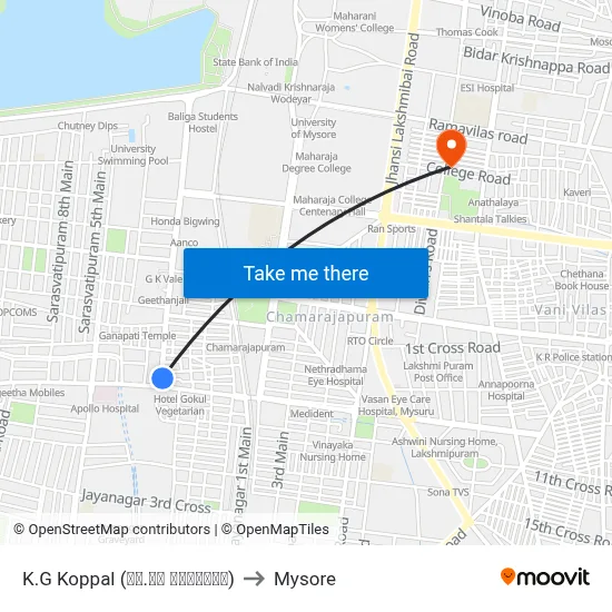 K.G Koppal (ಕೆ.ಜಿ ಕೊಪ್ಪಲು) to Mysore map