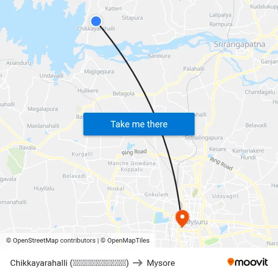 Chikkayarahalli (ಚಿಕ್ಕಯ್ಯರಹಳ್ಳಿ) to Mysore map