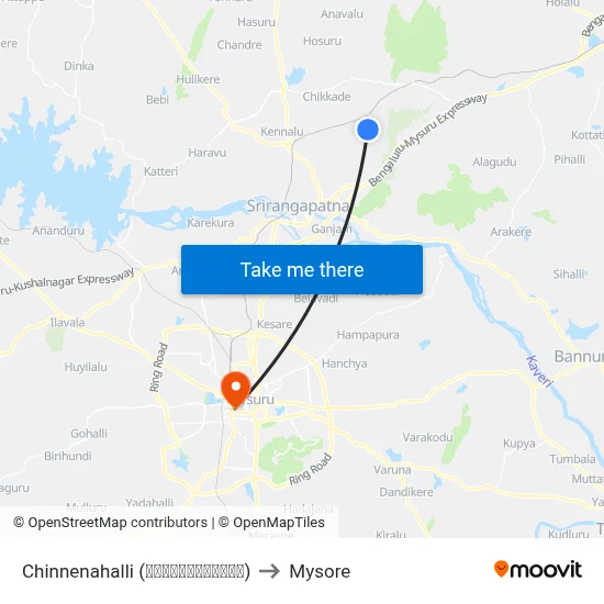Chinnenahalli (ಚಿನ್ನೇನಹಳ್ಳಿ) to Mysore map