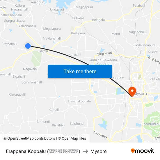 Erappana Koppalu (ಈರಪ್ಪನ ಕೊಪ್ಪಲು) to Mysore map