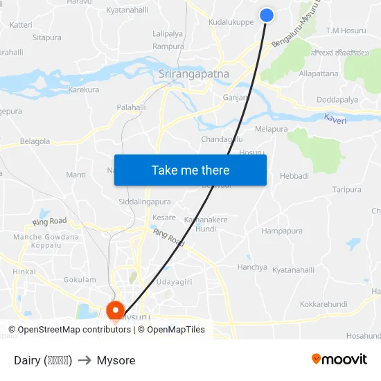 Dairy (ಡೈರಿ) to Mysore map