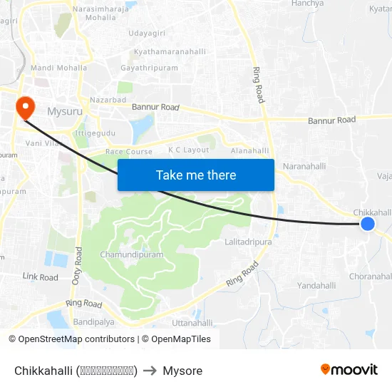 Chikkahalli (ಚಿಕ್ಕಹಳ್ಳಿ) to Mysore map