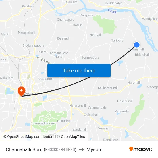 Channahalli Bore (ಚನ್ನಹಳ್ಳಿ ಬೋರ್) to Mysore map