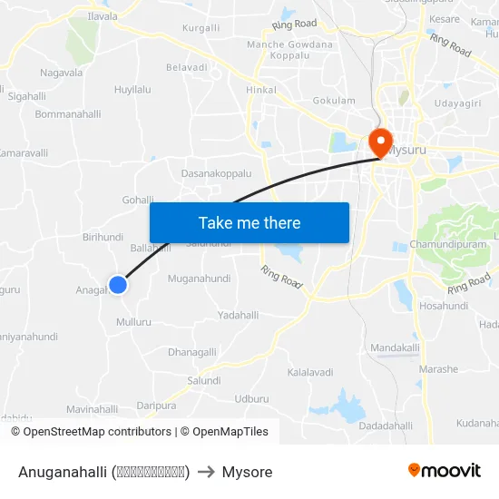 Anuganahalli (ಅನುಗನಹಳ್ಳಿ) to Mysore map