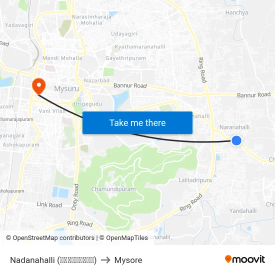 Nadanahalli (ನಾದನಹಳ್ಳಿ) to Mysore map