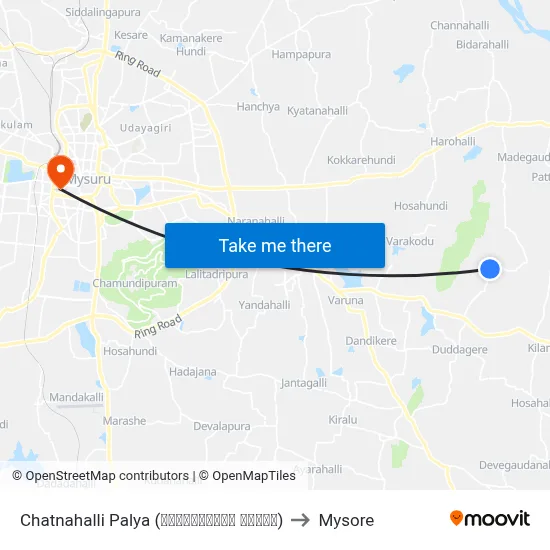 Chatnahalli Palya (ಚಾಟ್ನಹಳ್ಳಿ ಪಾಳ್ಯ) to Mysore map
