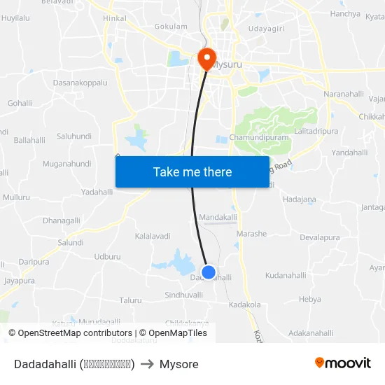 Dadadahalli (ದಾದದಹಳ್ಳಿ) to Mysore map