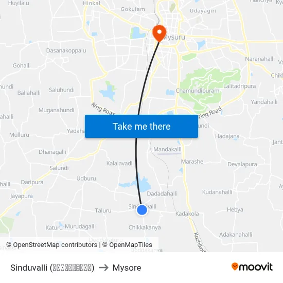 Sinduvalli (ಸಿಂದುವಳ್ಳಿ) to Mysore map