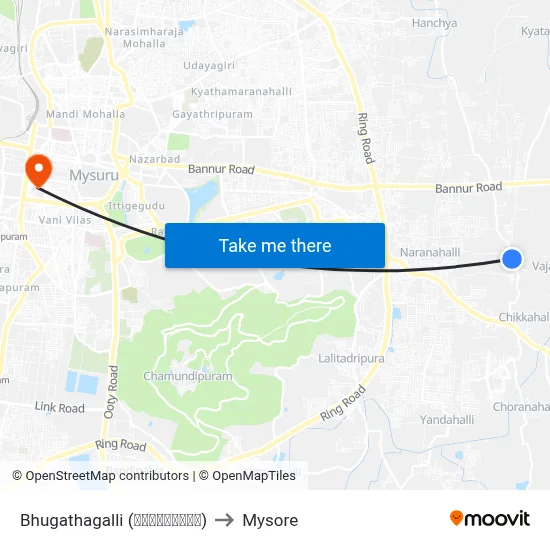 Bhugathagalli (ಭುಗತಹಳ್ಳಿ) to Mysore map