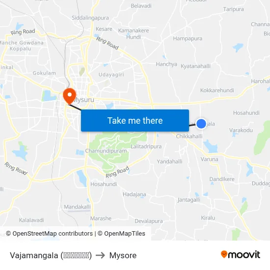 Vajamangala (ವಾಜಮಂಗಲ) to Mysore map