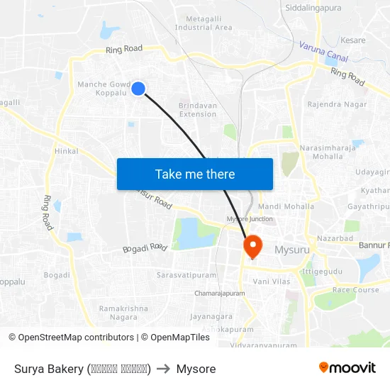 Surya Bakery (ಸೂರ್ಯ ಬೇಕರಿ) to Mysore map