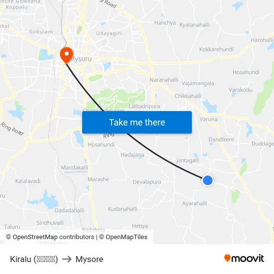 Kiralu (ಕಿರಳು) to Mysore map